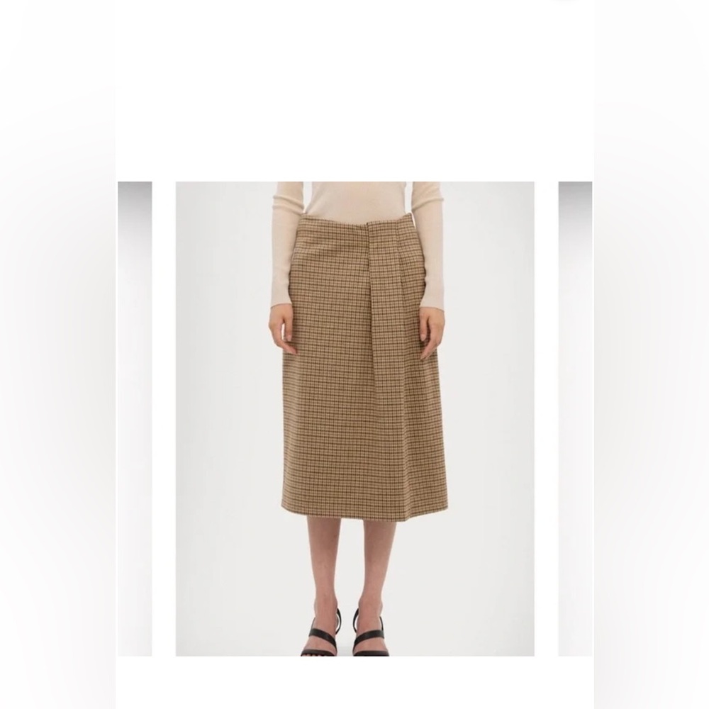 Weekend Max Mara Tan Plaid Midi Skirt
